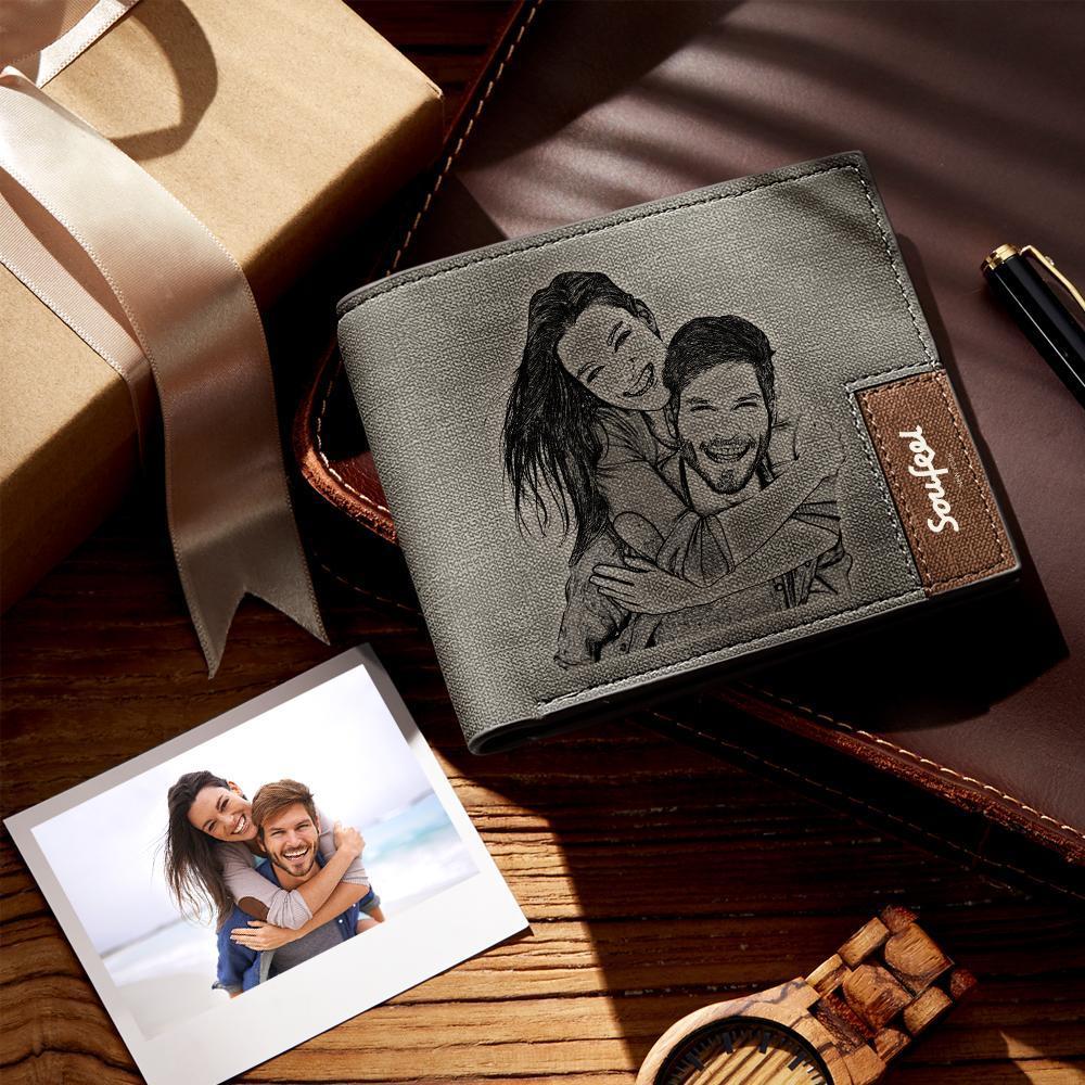 Scannable Music Code Wallet Photo Engraved Wallet Custom Music Song Wallet Memorial Gift