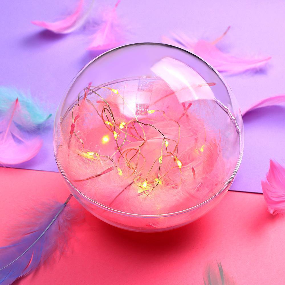 Transparent Plastic Ball Light String Light Pink Feather Three-piece Suit Creative Gift Combination - soufeelus