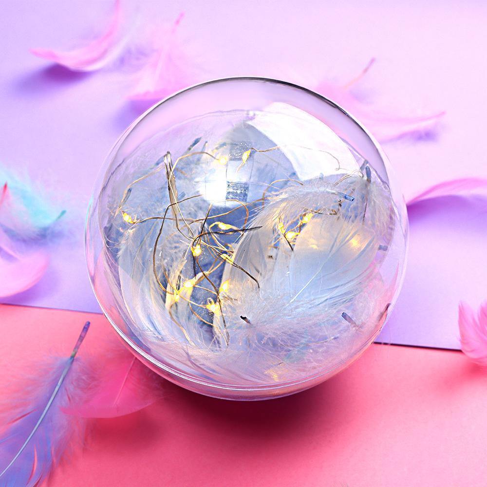 Transparent Plastic Ball Light String Sky Blue Feather Three-piece Suit Creative Gift Combination - soufeelus