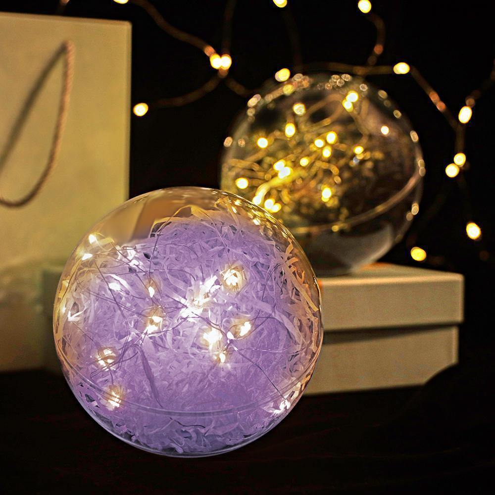Transparent Round Plastic Ball Color Light String Light Purple Raffia Shredded Paper Silk Three-piece Suit Creative Gift Combination - soufeelus