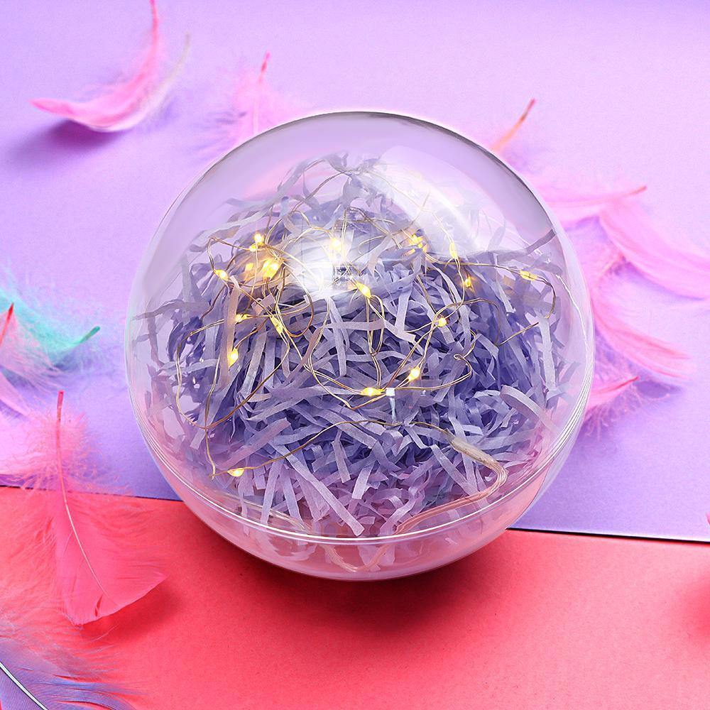 Transparent Round Plastic Ball Color Light String Light Purple Raffia Shredded Paper Silk Three-piece Suit Creative Gift Combination - soufeelus