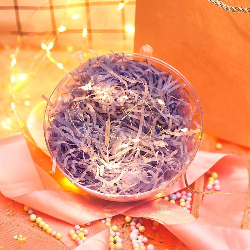 Transparent Round Plastic Ball Color Light String Light Purple Raffia Shredded Paper Silk Three-piece Suit Creative Gift Combination - soufeelus