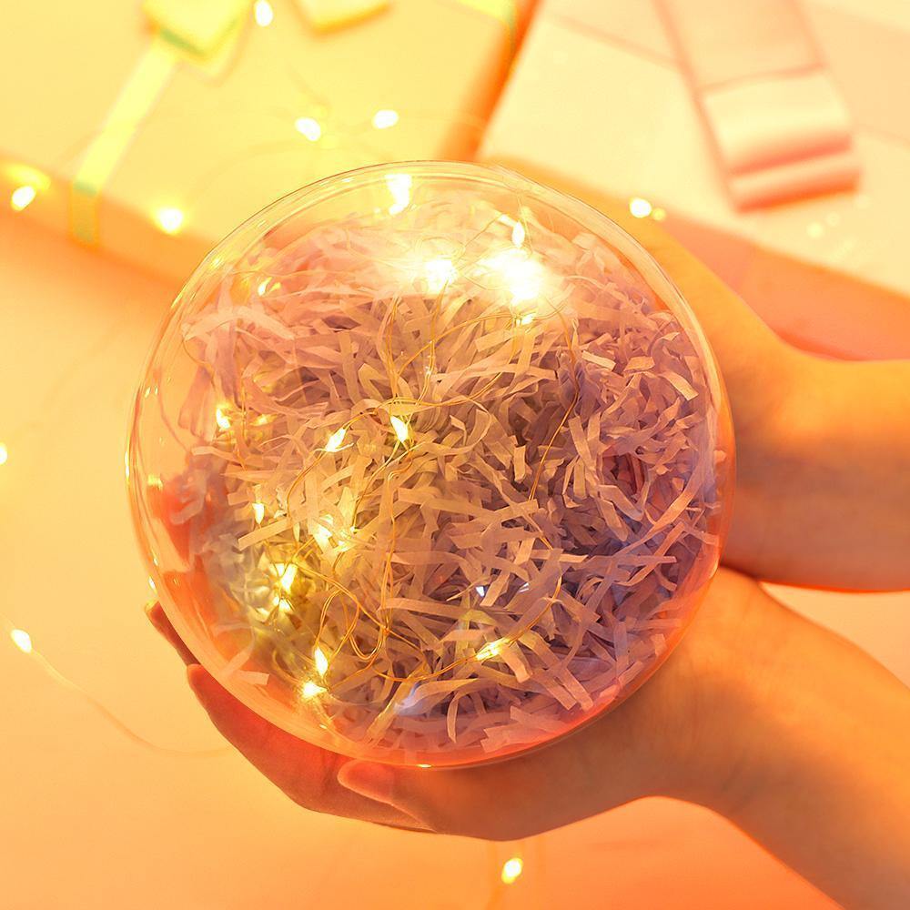 Transparent Round Plastic Ball Color Light String Light Purple Raffia Shredded Paper Silk Three-piece Suit Creative Gift Combination - soufeelus