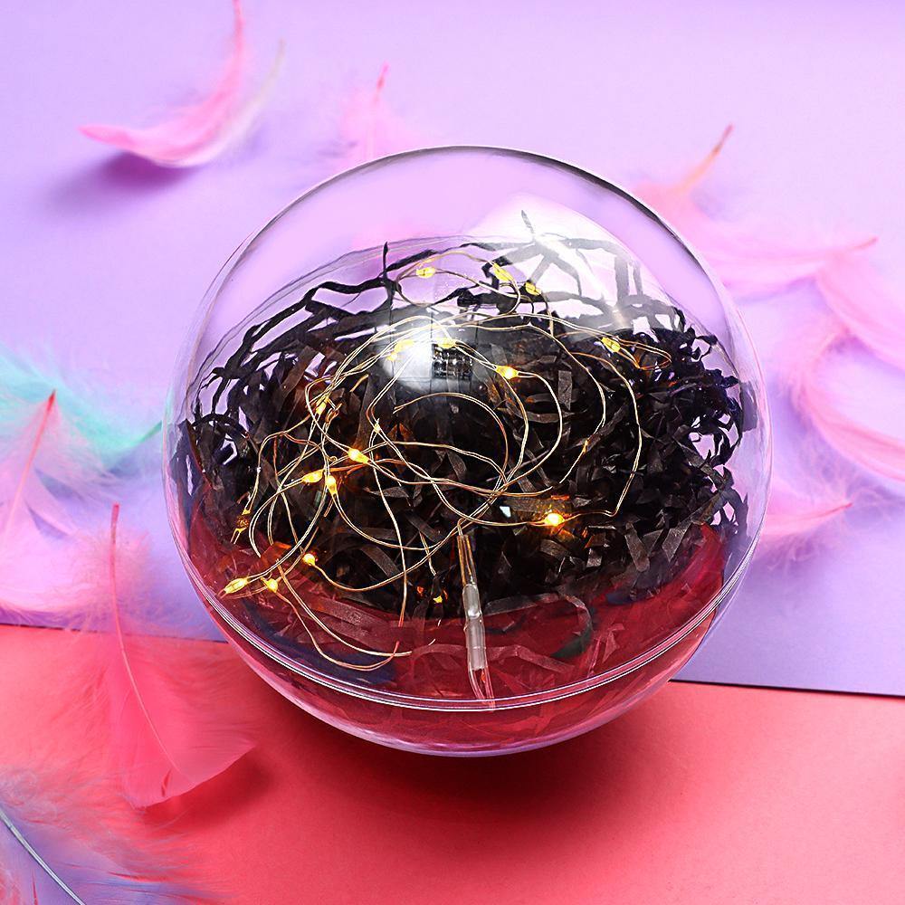 Transparent Round Plastic Ball Color Light String Black Raffia Shredded Paper Silk Three-piece Suit Creative Gift Combination - soufeelus