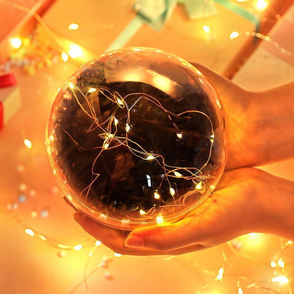 Transparent Round Plastic Ball Color Light String Black Raffia Shredded Paper Silk Three-piece Suit Creative Gift Combination - soufeelus
