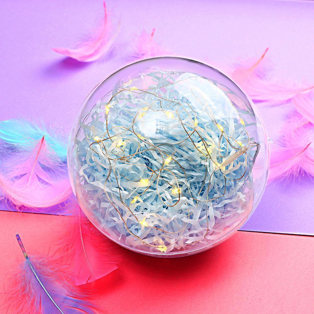 Transparent Round Plastic Ball Color Light String Light Blue Raffia Shredded Paper Silk Three-piece Suit Creative Gift Combination - soufeelus