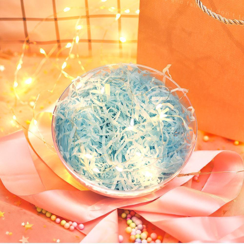 Transparent Round Plastic Ball Color Light String Light Blue Raffia Shredded Paper Silk Three-piece Suit Creative Gift Combination - soufeelus