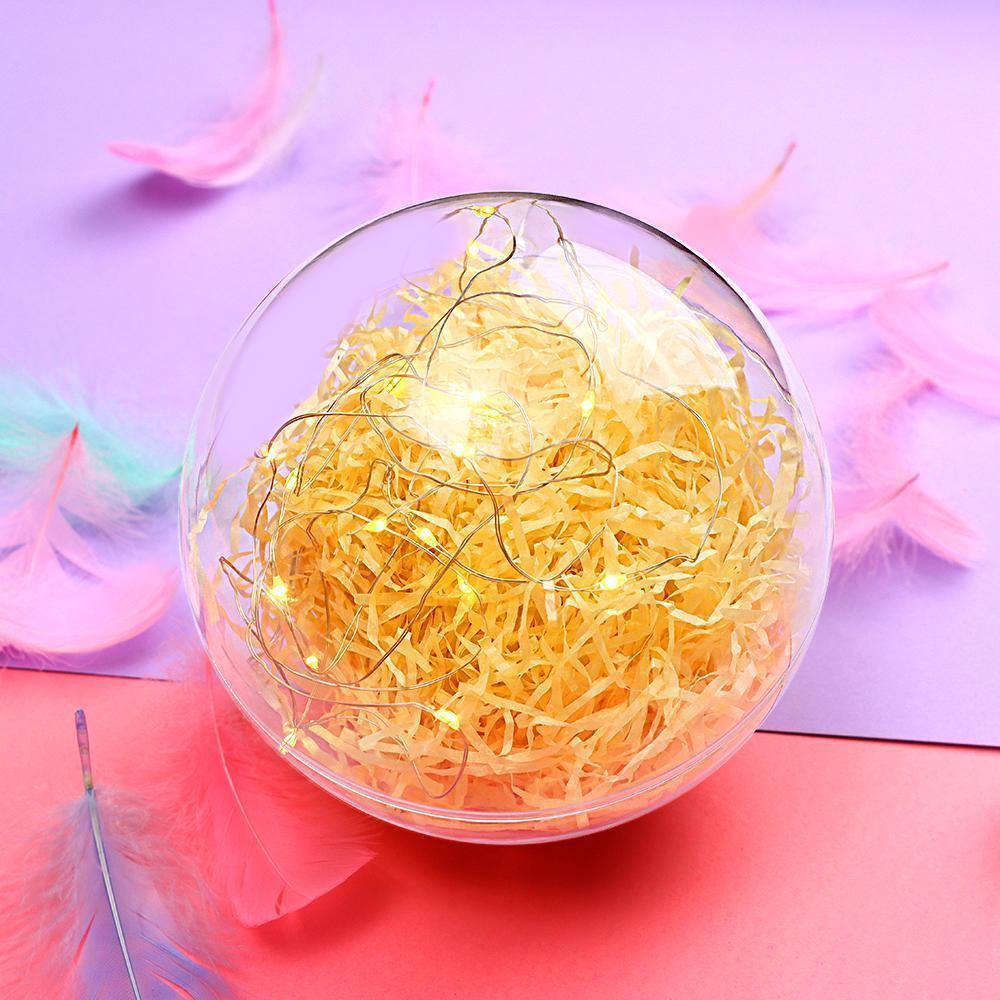 Transparent Round Plastic Ball Color Light String Wood Color Raffia Shredded Paper Silk Three-piece Suit Creative Gift Combination - soufeelus