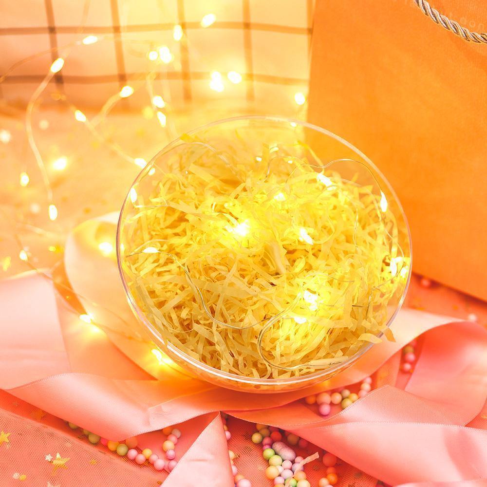 Transparent Round Plastic Ball Color Light String Wood Color Raffia Shredded Paper Silk Three-piece Suit Creative Gift Combination - soufeelus