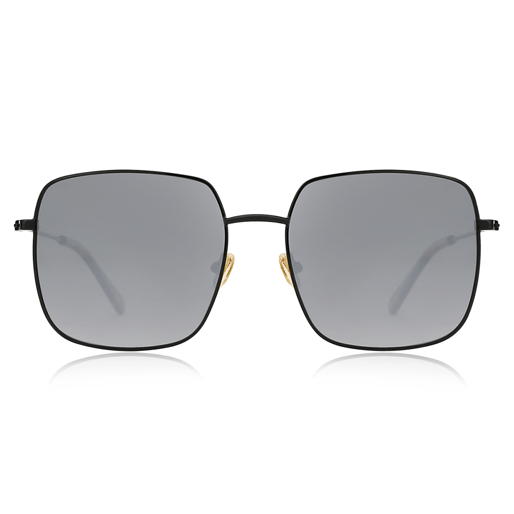 Square Sunglasses with Black Lenses and Brown Frame - soufeelus