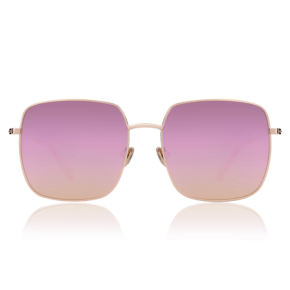 Square Sunglasses with Pink Lenses and Rose Gold Frame - soufeelus