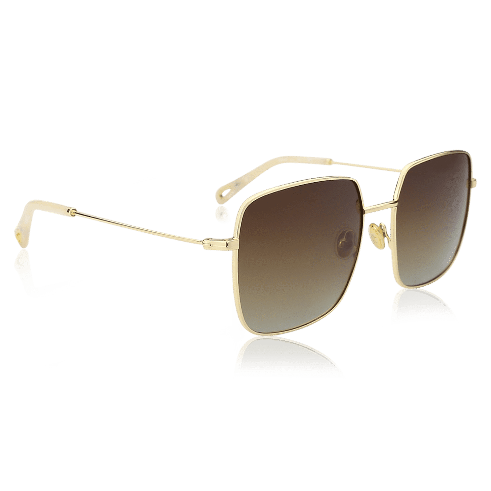 Square Sunglasses with Coffee Lenses and Golden Frame - soufeelus