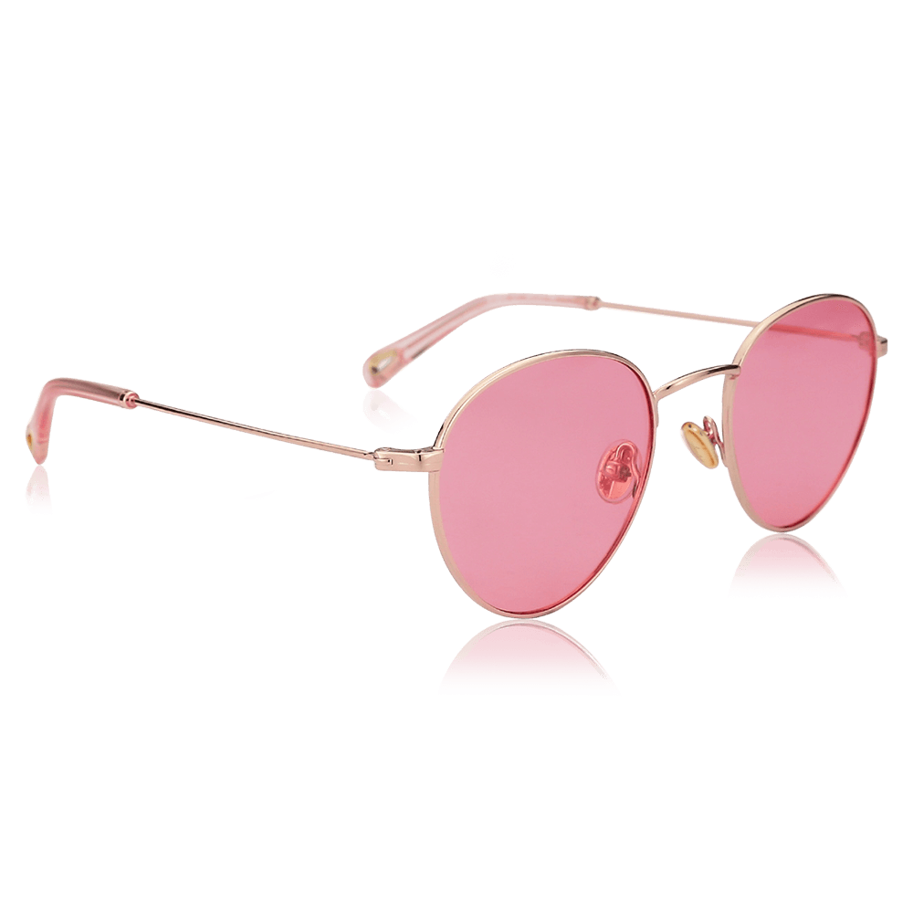 Round Sunglasses with Pink Lenses and Rose Gold Frame - soufeelus