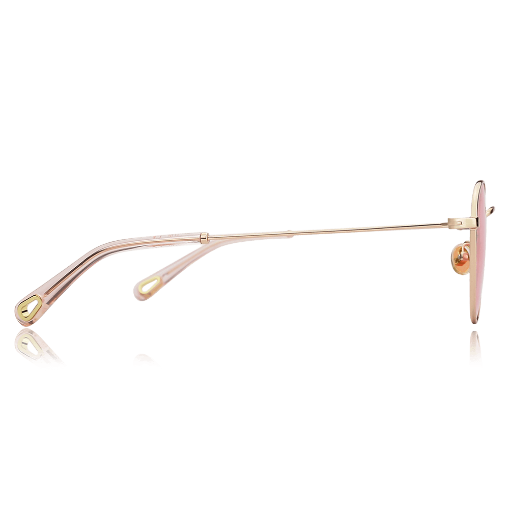 Round Sunglasses with Pink Lenses and Rose Gold Frame - soufeelus