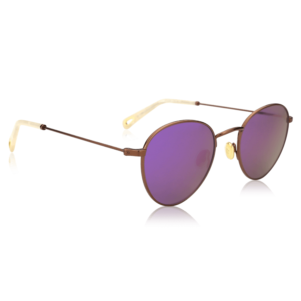 Round Sunglasses with Purple Lenses and Coffee Frame - soufeelus