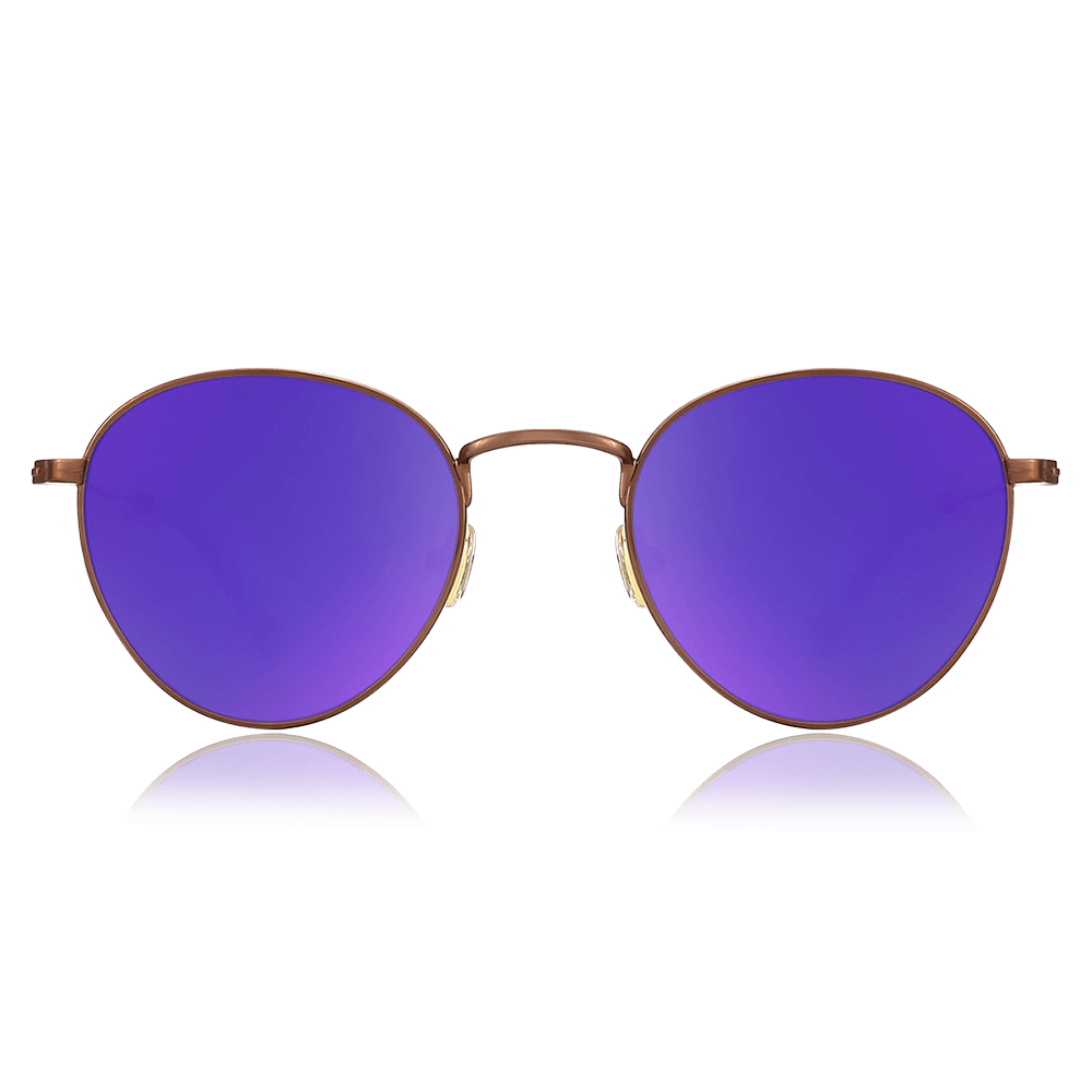 Round Sunglasses with Purple Lenses and Coffee Frame - soufeelus