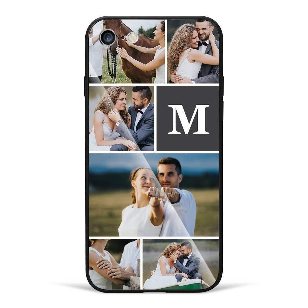 iPhone 7/8 Custom Photo Protective Phone Case - Glass Surface - 6 Pictures with Single Letter - soufeelus