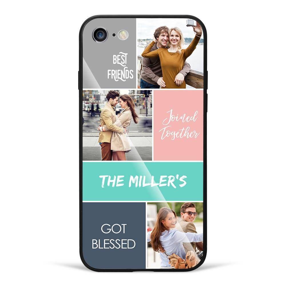 iPhone 7p/8p Custom Photo Protective Phone Case - Glass Surface - 3 Pictures with Name - soufeelus