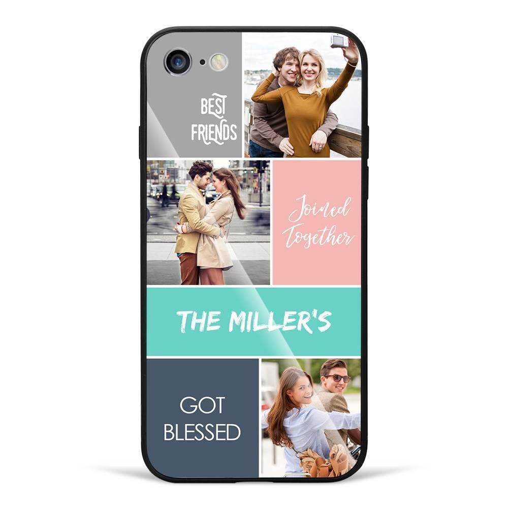 iPhone Xs Max Custom Photo Protective Phone Case - Glass Surface - 3 Pictures with Name - soufeelus