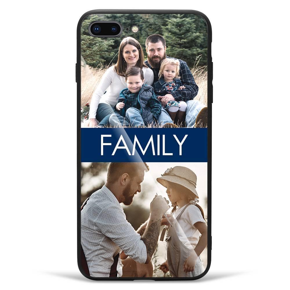 iPhone 7p/8p Custom Photo Protective Phone Case - Glass Surface - 2 Pictures with Name - soufeelus