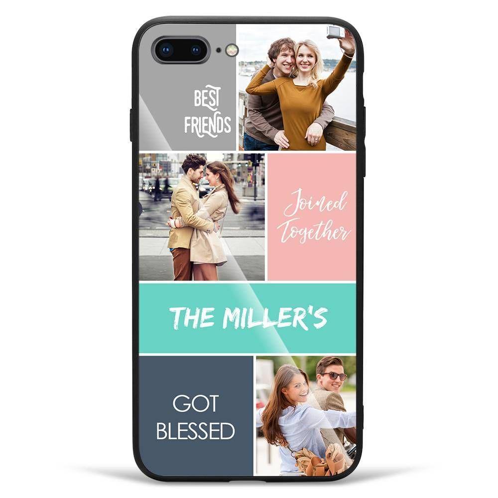 iPhoneX Custom Photo Protective Phone Case - Glass Surface - 3 Pictures with Name - soufeelus