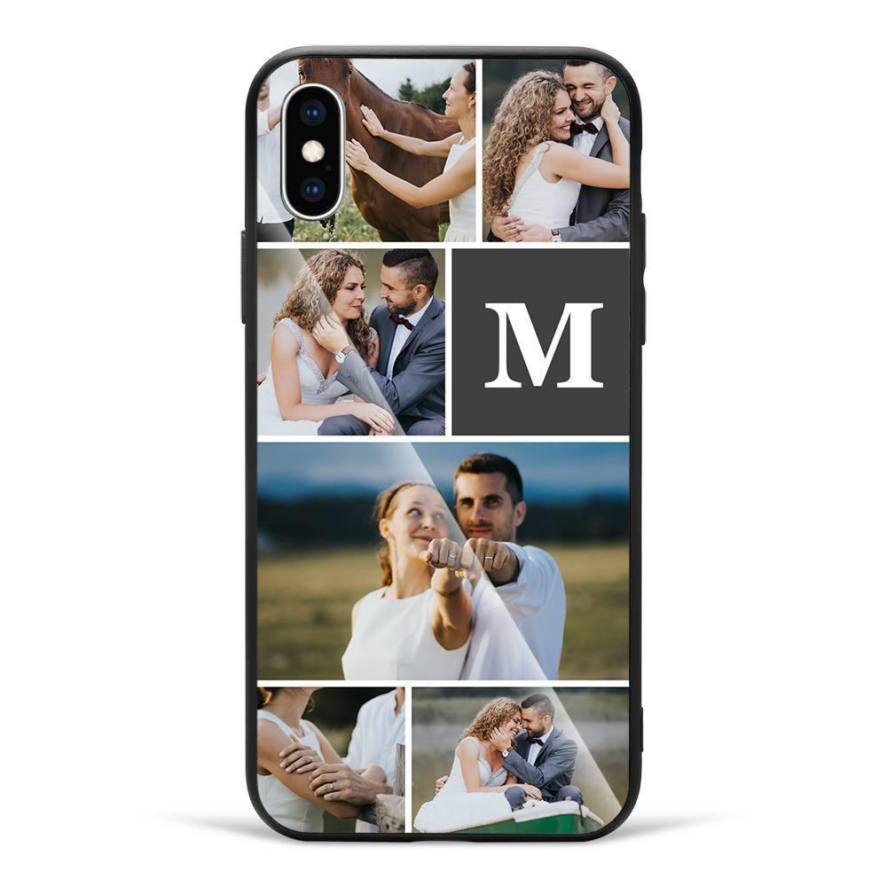 iPhone 7/8 Custom Photo Protective Phone Case - Glass Surface - 6 Pictures with Single Letter - soufeelus