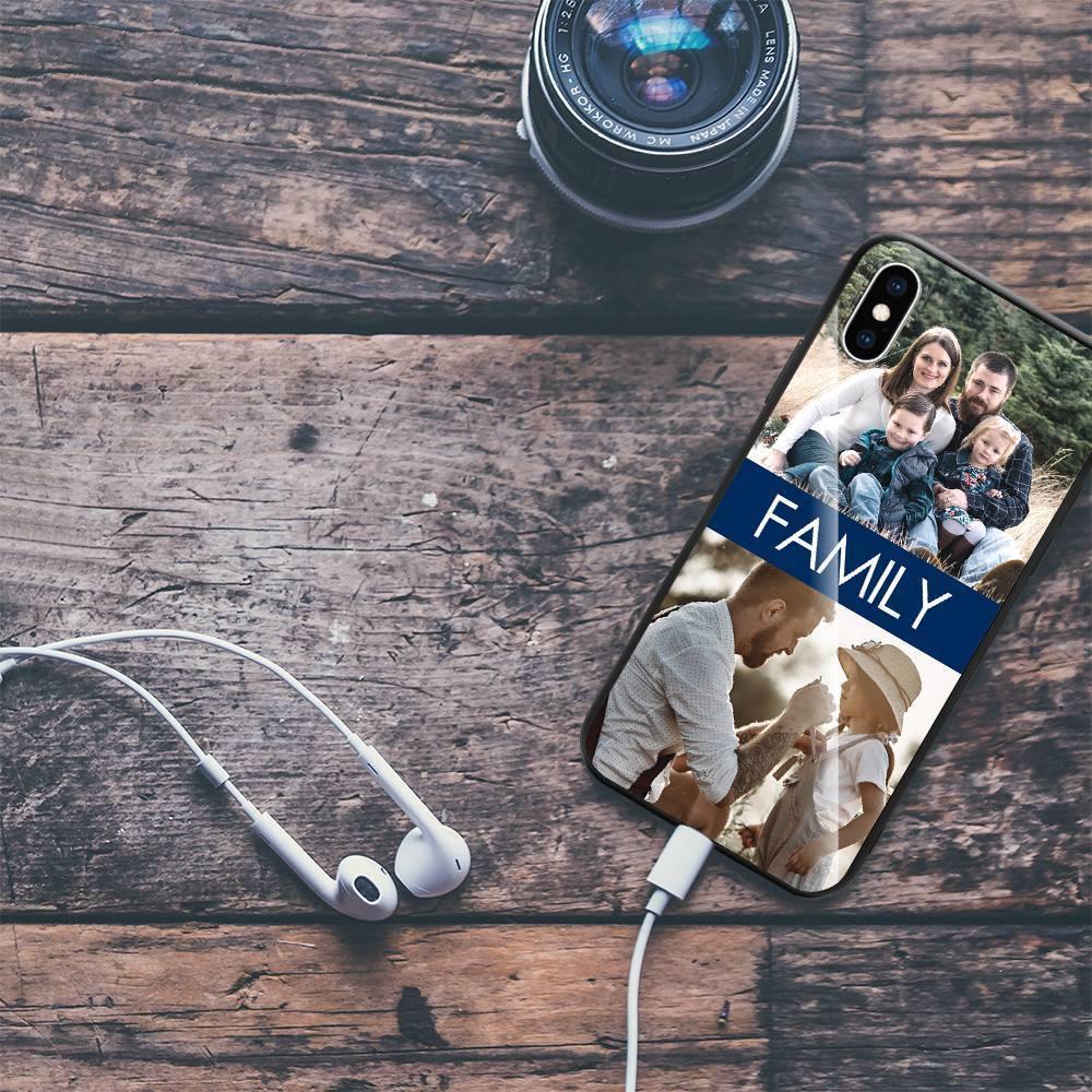 iPhoneX Custom Photo Protective Phone Case - Glass Surface - 2 Pictures with Name - soufeelus