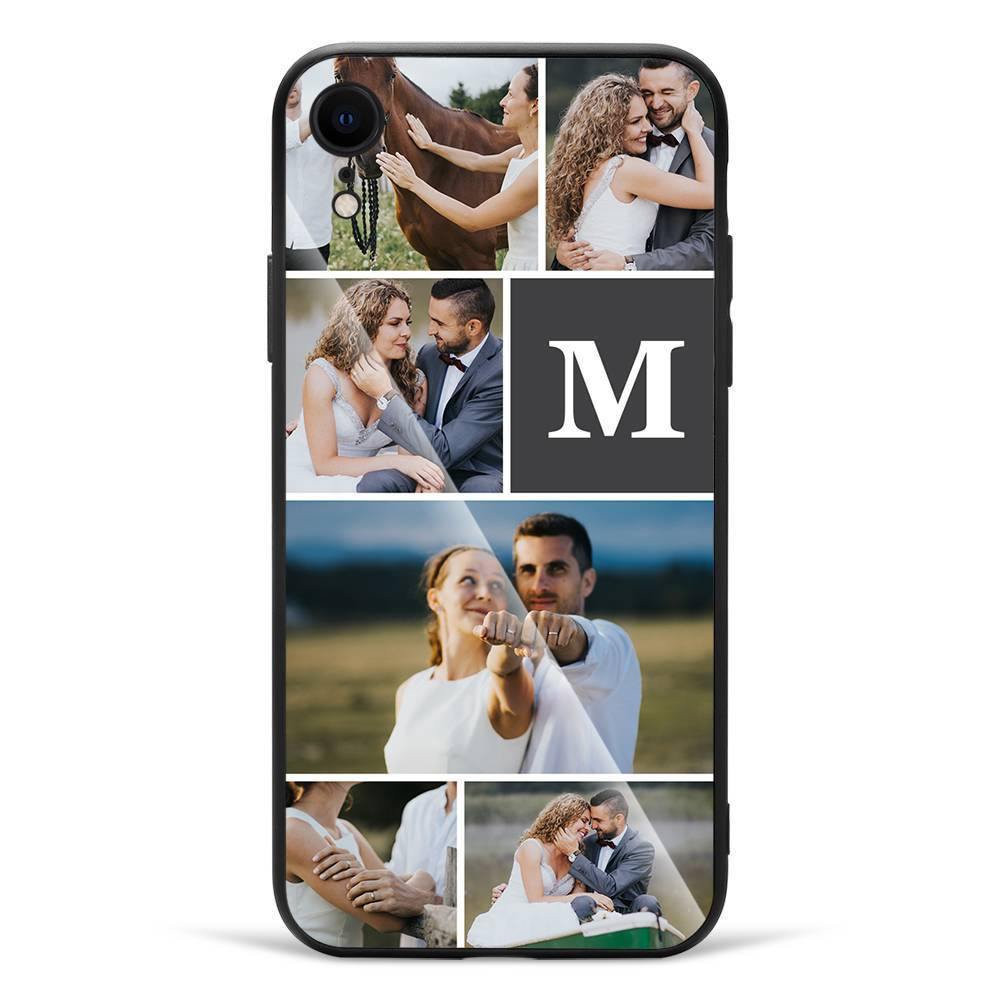 iPhone Xr Custom Photo Protective Phone Case - Glass Surface - 6 Pictures with Single Letter - soufeelus