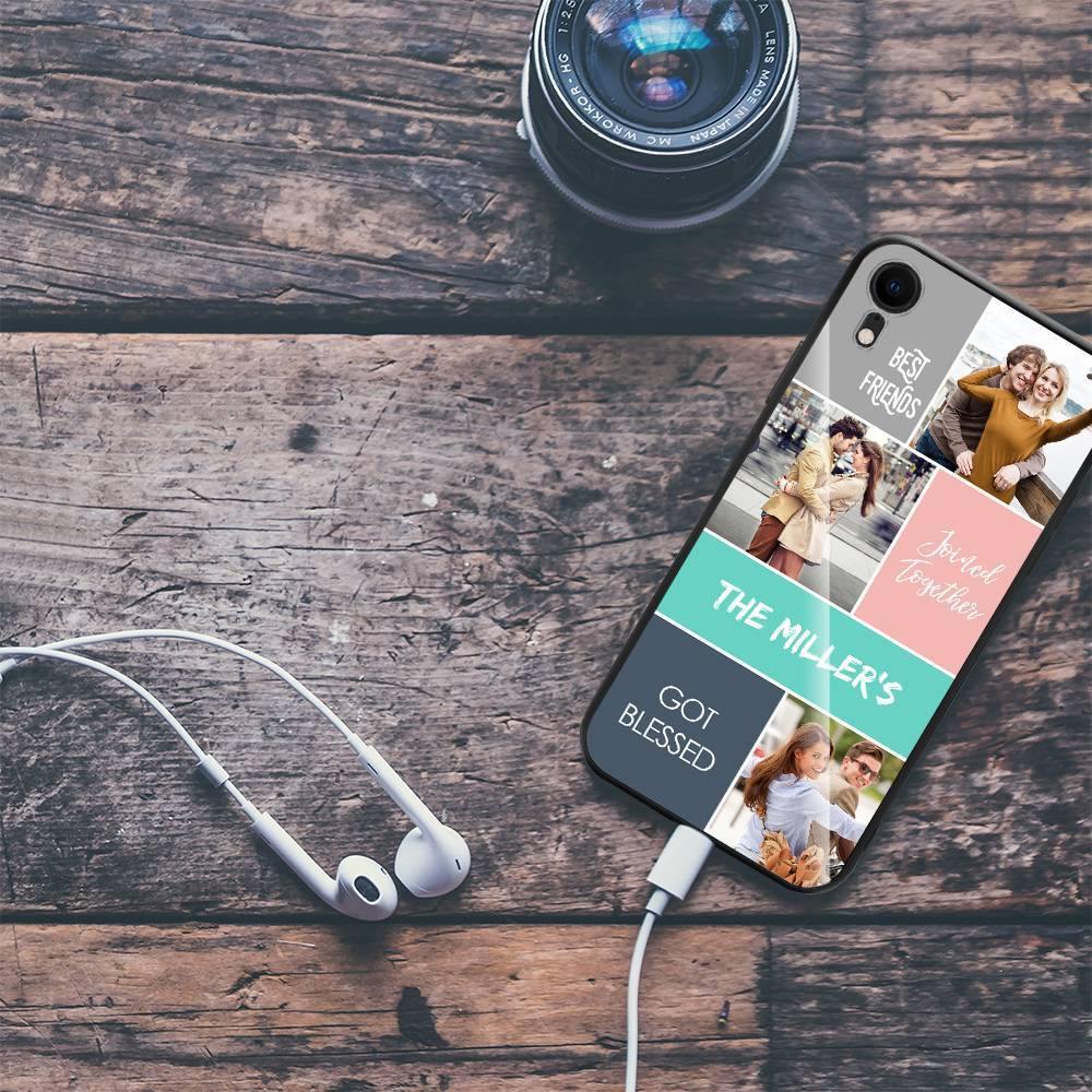 iPhone Xr Custom Photo Protective Phone Case - Glass Surface - 3 Pictures with Name - soufeelus