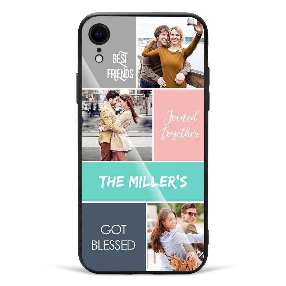 iPhone Xs Max Custom Photo Protective Phone Case - Glass Surface - 3 Pictures with Name - soufeelus