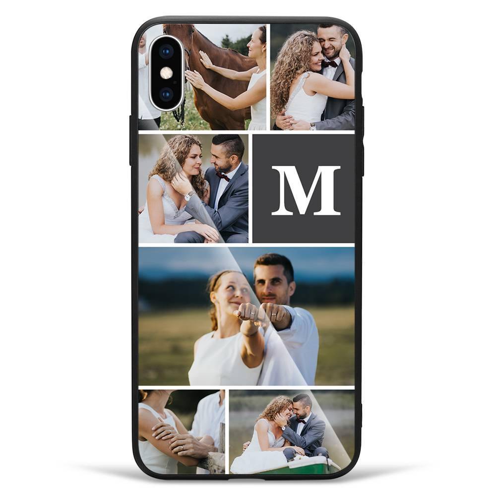 iPhone 7p/8p Custom Photo Protective Phone Case - Glass Surface - 6 Pictures with Single Letter - soufeelus