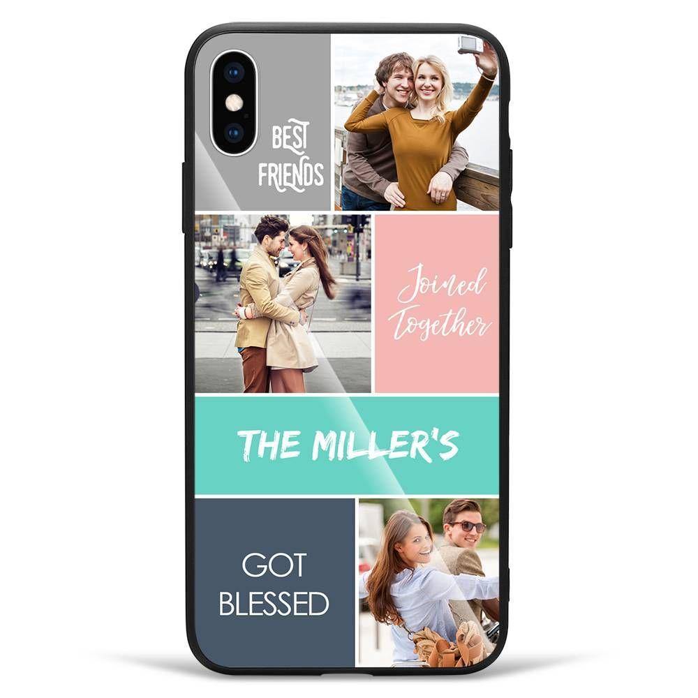iPhone 7p/8p Custom Photo Protective Phone Case - Glass Surface - 3 Pictures with Name - soufeelus