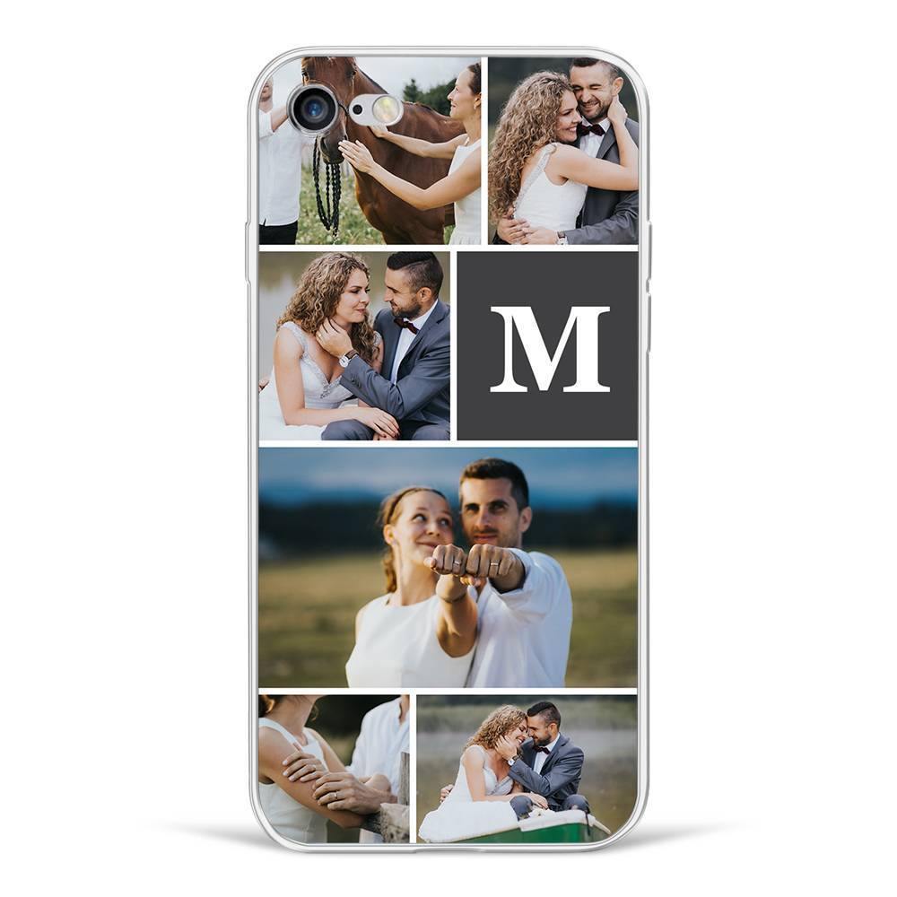 iPhone 6/6s Custom Photo Collage Protective Phone Case - 6 Pictures with Single Letter Soft Shell Matte - soufeelus