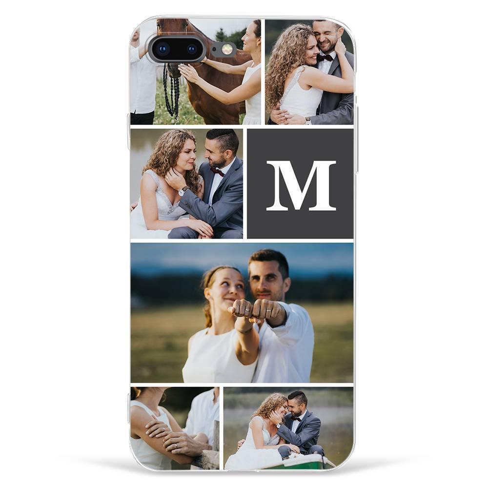 iPhone Xr Custom Photo Protective Phone Case - 6 Pictures with Single Letter Soft Shell Matte - soufeelus