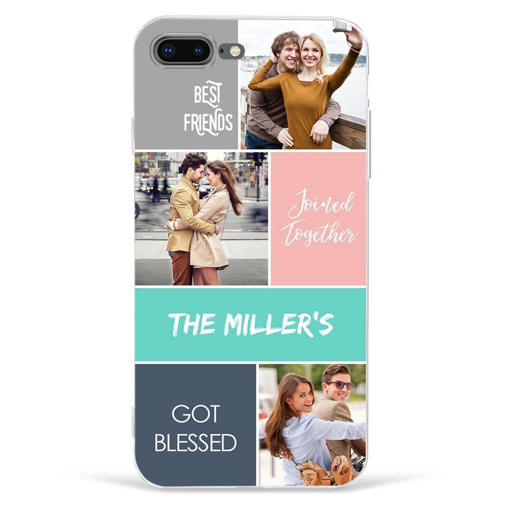 iPhone 7/8 Custom Photo Protective Phone Case - 3 Pictures with Name Soft Shell Matte - soufeelus