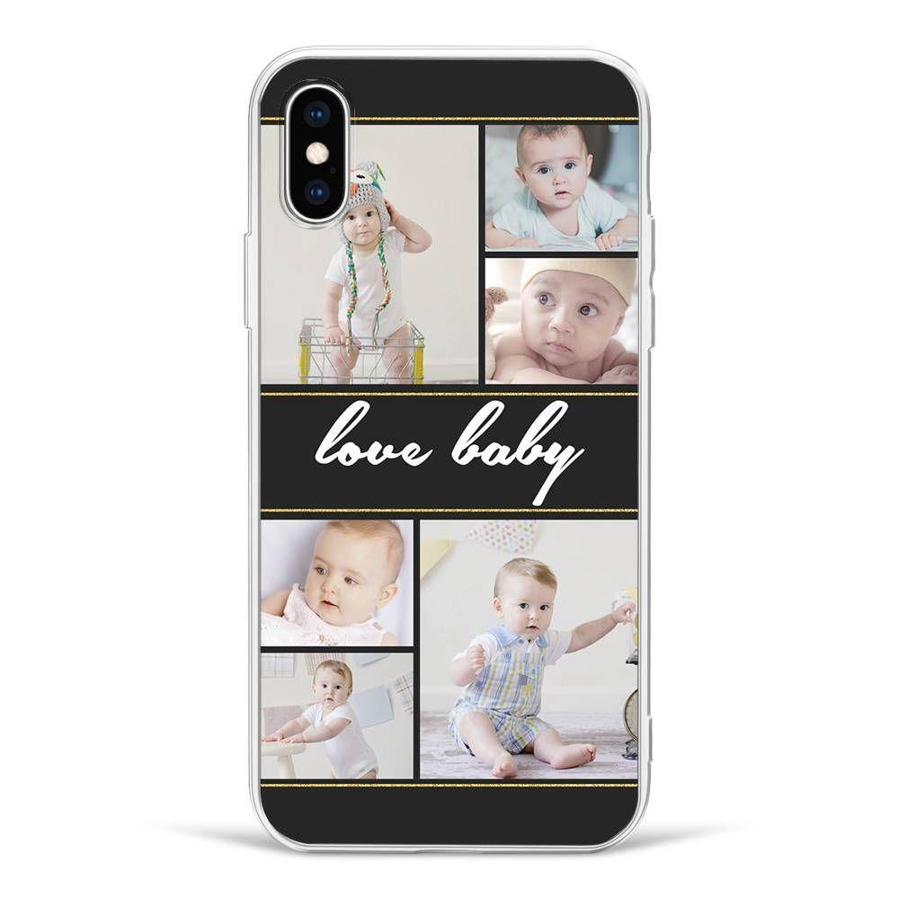 iPhone Xr Custom Photo Protective Phone Case - 6 Pictures with Name Soft Shell Matte - soufeelus