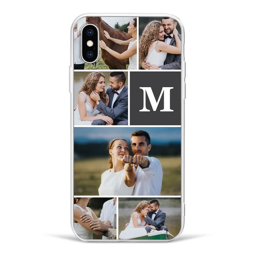 iPhone 6/6s Custom Photo Collage Protective Phone Case - 6 Pictures with Single Letter Soft Shell Matte - soufeelus