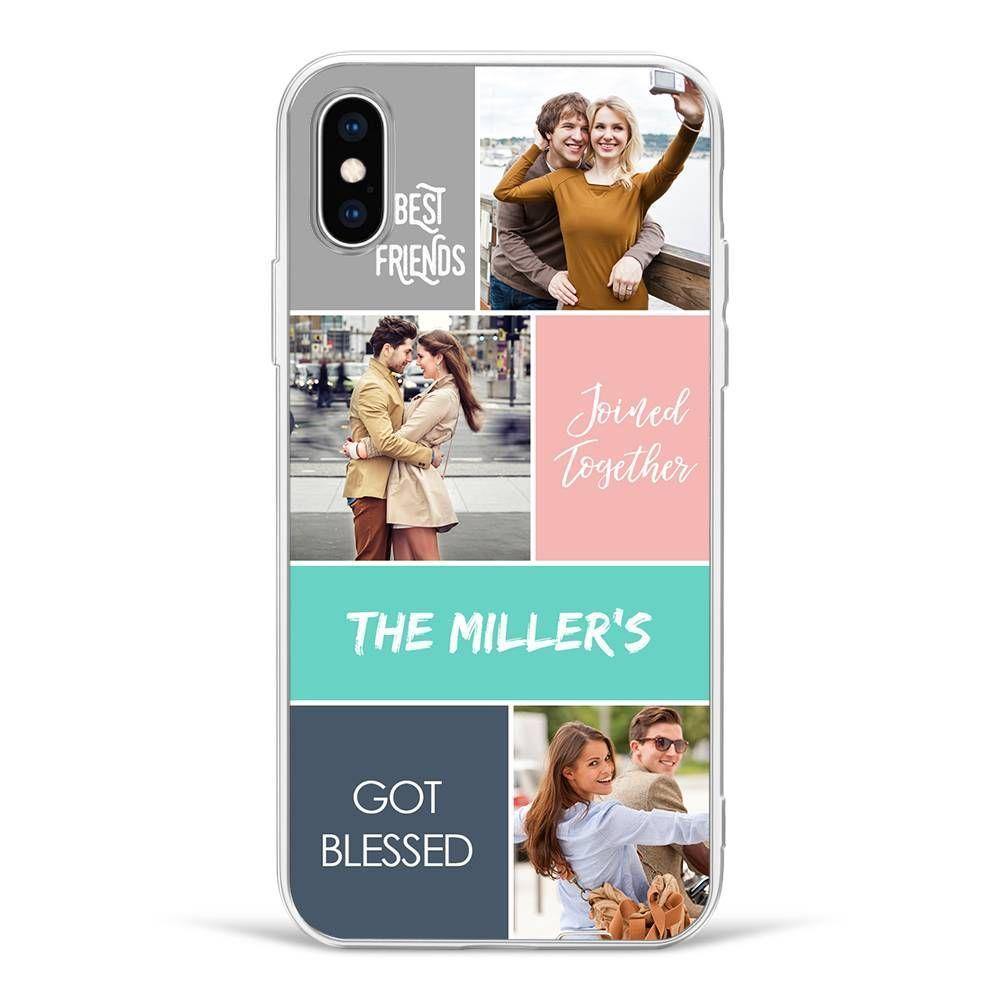 iPhone Xs Max Custom Photo Protective Phone Case - 3 Pictures with Name Soft Shell Matte - soufeelus