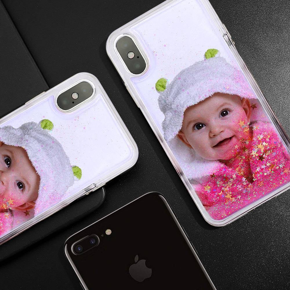 Custom Photo Phone Case Pink Quicksand - soufeelus