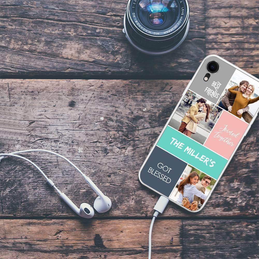 iPhone Xr Custom Photo Protective Phone Case - 3 Pictures with Name Soft Shell Matte - soufeelus
