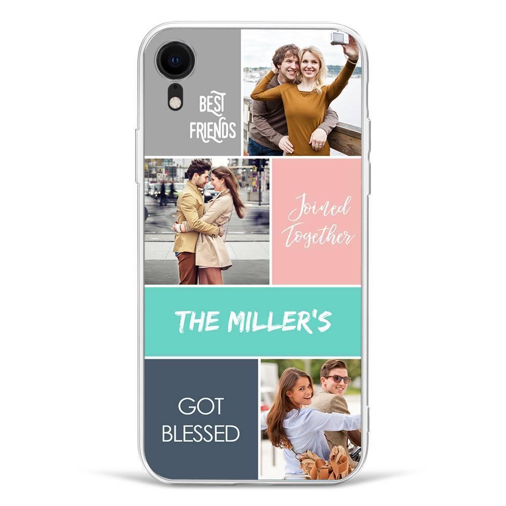 iPhone Xs Max Custom Photo Protective Phone Case - 3 Pictures with Name Soft Shell Matte - soufeelus