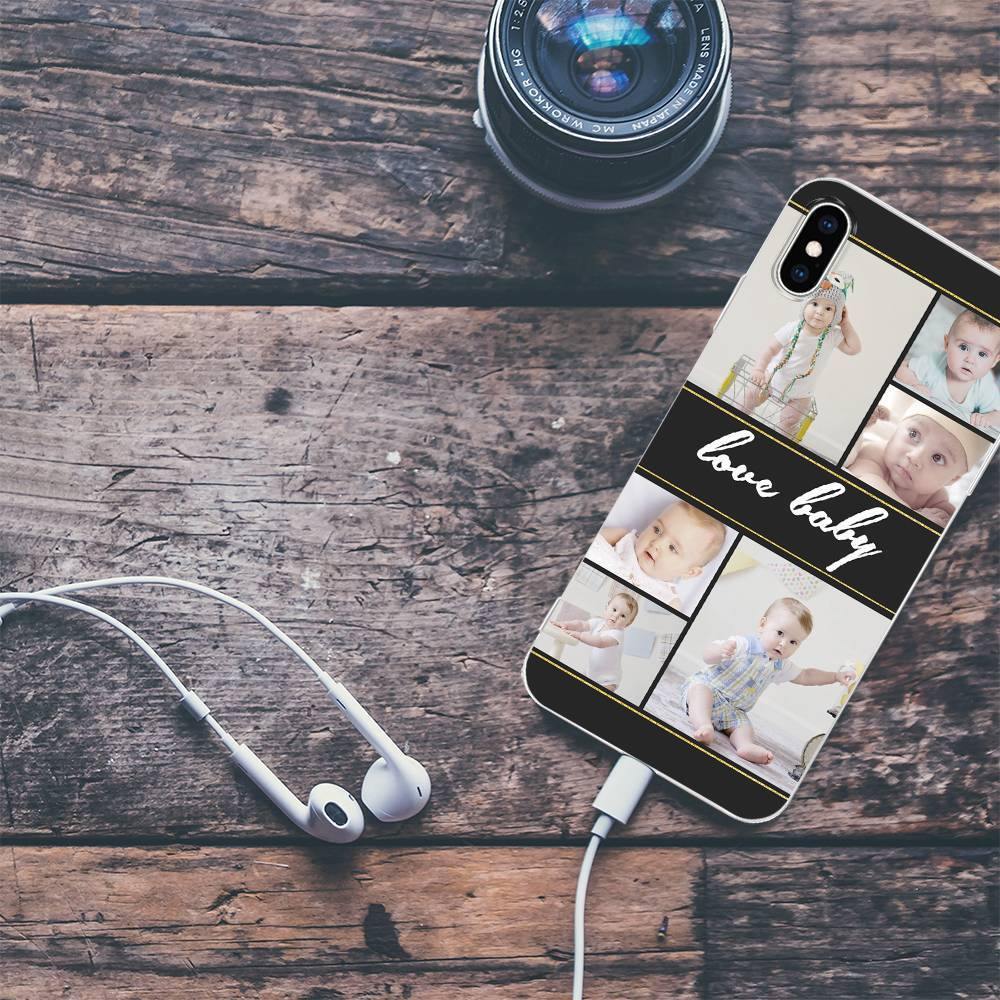 iPhone Xs Max Custom Photo Protective Phone Case - 6 Pictures with Name Soft Shell Matte - soufeelus