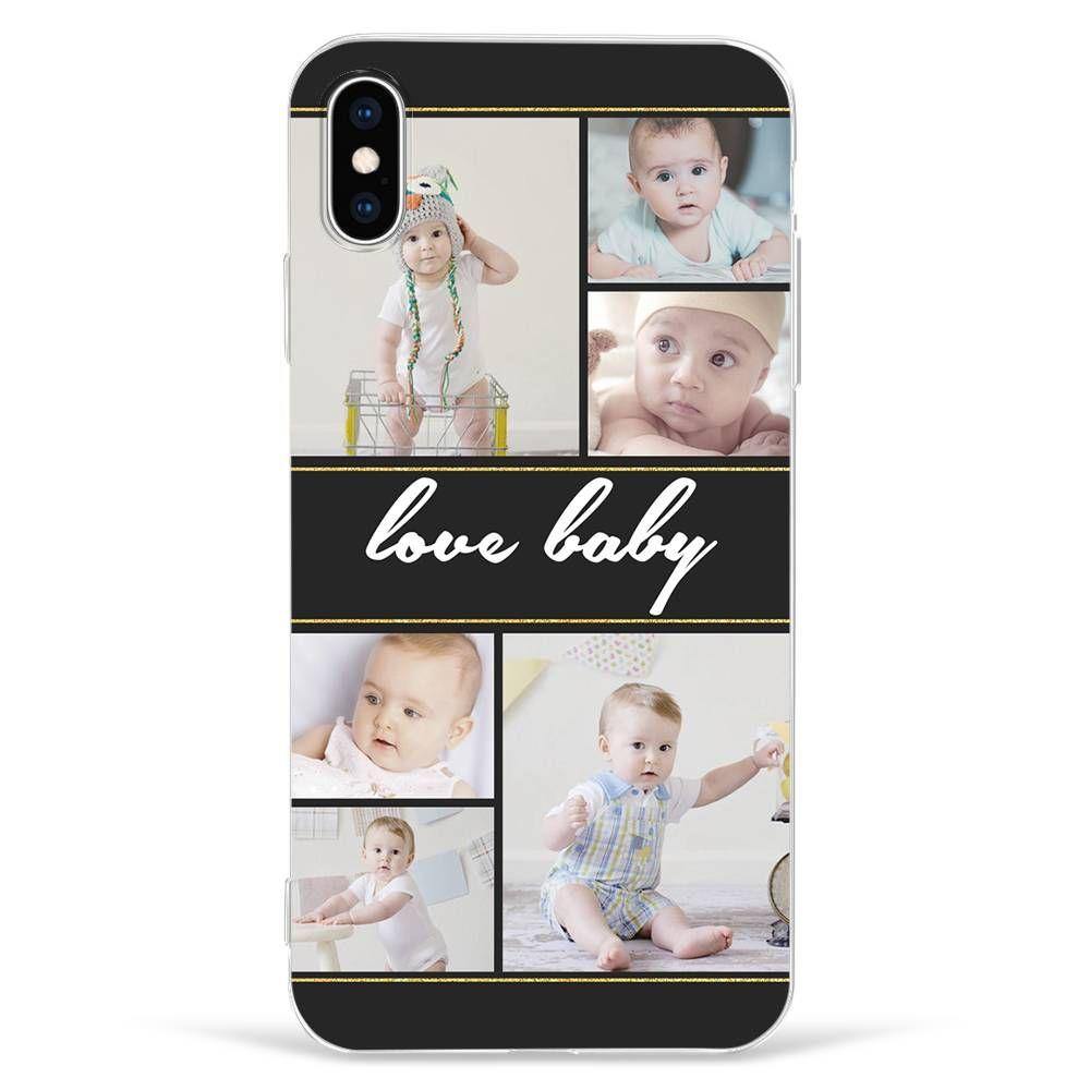 iPhone Xs Max Custom Photo Protective Phone Case - 6 Pictures with Name Soft Shell Matte - soufeelus
