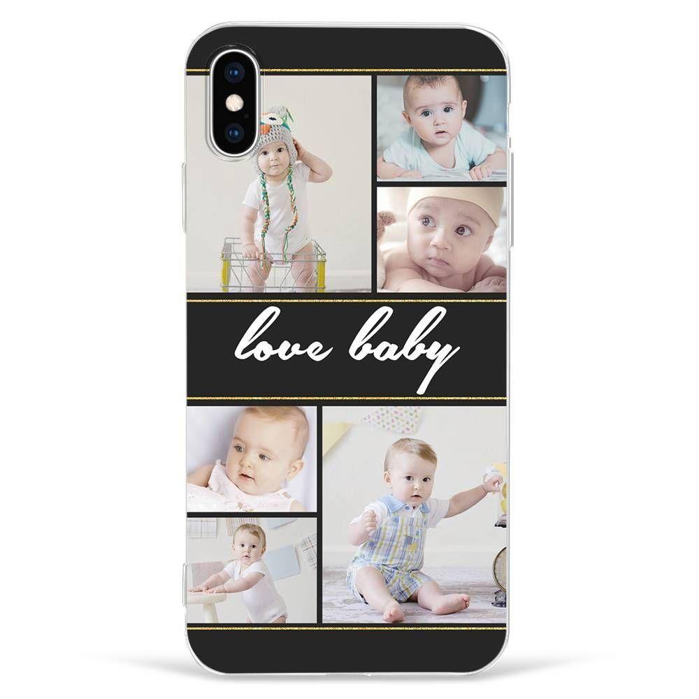 iPhone Xr Custom Photo Protective Phone Case - 6 Pictures with Name Soft Shell Matte - soufeelus