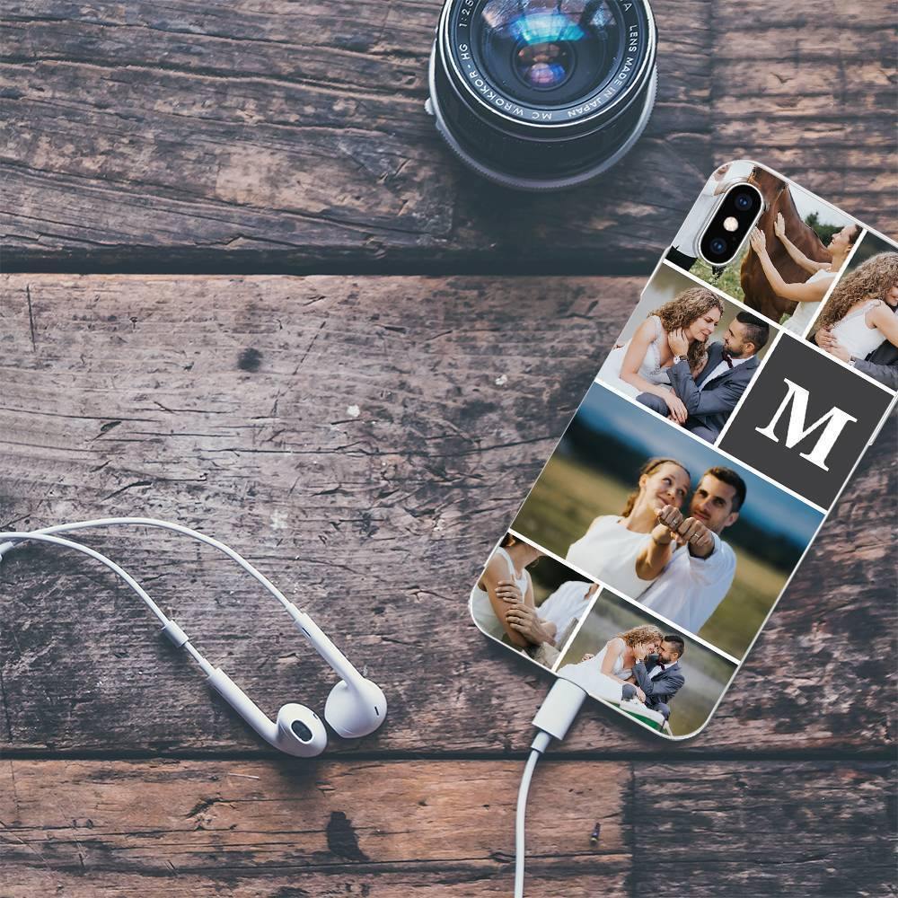 iPhone Xs Max Custom Photo Protective Phone Case - 6 Pictures with Single Letter Soft Shell Matte - soufeelus