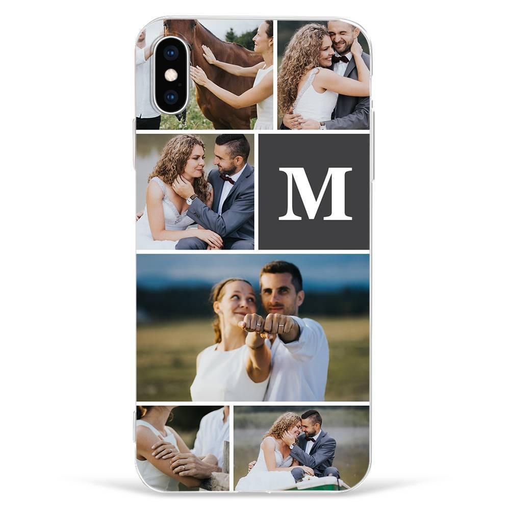 iPhone Xs Max Custom Photo Protective Phone Case - 6 Pictures with Single Letter Soft Shell Matte - soufeelus