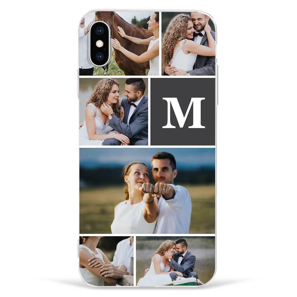 iPhone 7/8 Custom Photo Protective Phone Case - 6 Pictures with Single Letter Soft Shell Matte - soufeelus