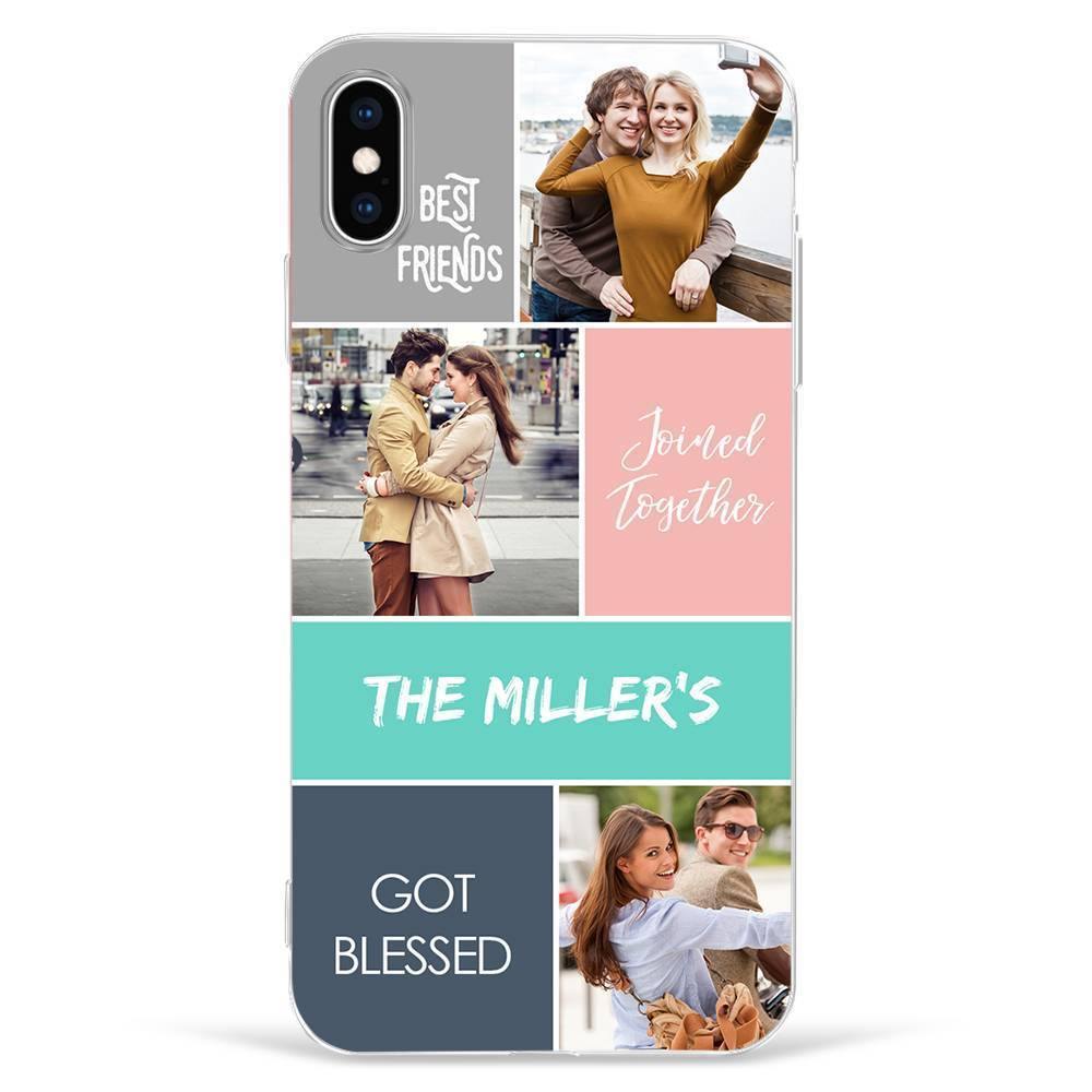 iPhone Xs Max Custom Photo Protective Phone Case - 3 Pictures with Name Soft Shell Matte - soufeelus