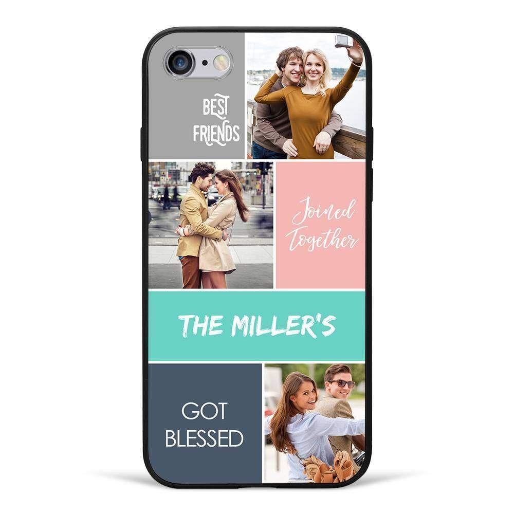 iPhone Xs Max Custom Photo Protective Phone Case - Glass Surface - 3 Pictures with Name - soufeelus