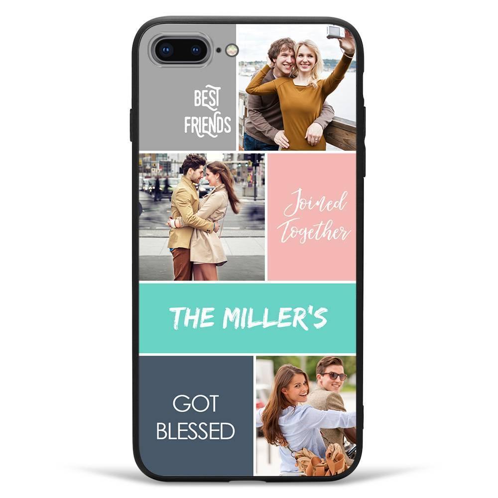 iPhoneX Custom Photo Protective Phone Case - Glass Surface - 3 Pictures with Name - soufeelus